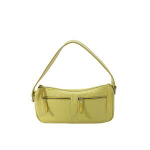 Studio Pollini Womens Leather Zippered Compartment Top Handle Bag Yellow Small